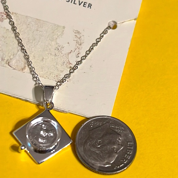 NWT 925 silver Graduation Cap promotion pendant & 16” chain gift congrats memory - Picture 7 of 8